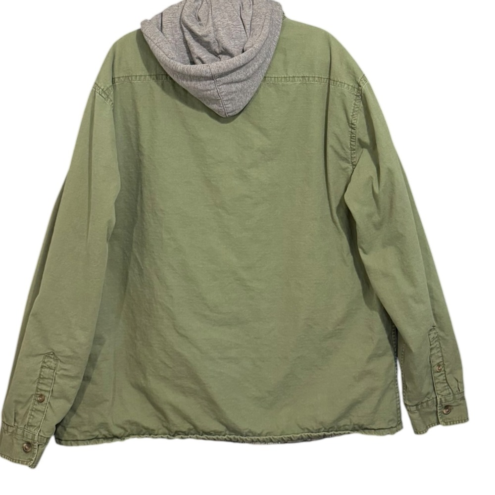 Aeropostale Men's Hooded Shacket Jacket Olive Flannel Lined Quilted Size 2X - Picture 2 of 8